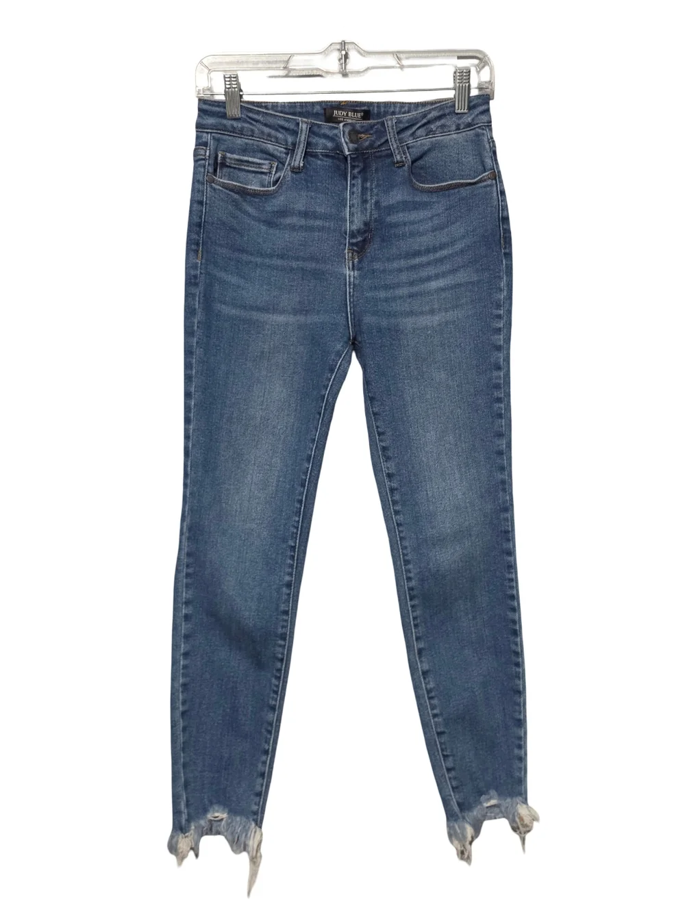JUDY BLUE Jeans Womens Size 5/27 Blue Mid Wash Skinny Sharkbite Y2K JB8842 - Picture 2 of 8
